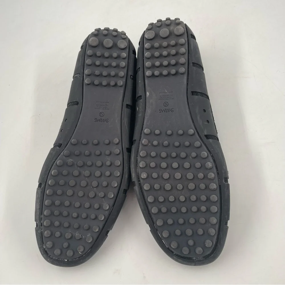 Swims Men’s Charcoal Braided Lace- Size 12 -Waterproof Leather Mesh Top Loafers